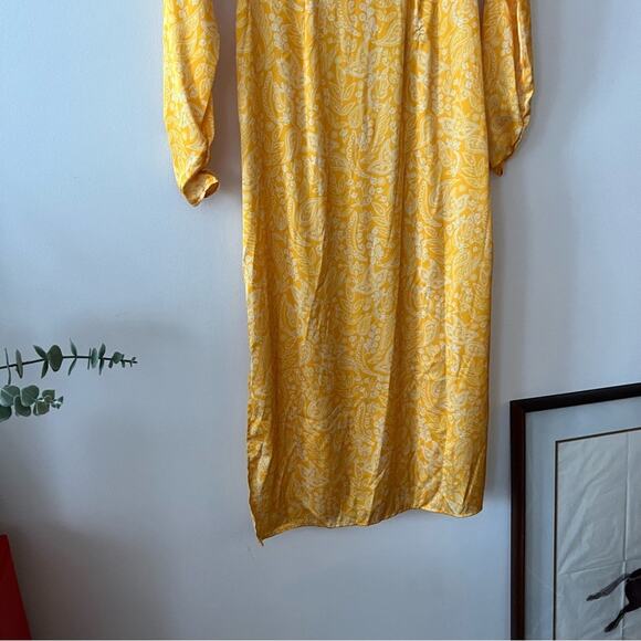 NWOT Alexia Admor Mock Neck Draped Midi Dress In Yellow Paisley - Picture 5 of 10